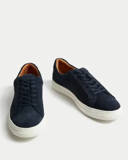 Suede Lace Up Trainers (dark blue)