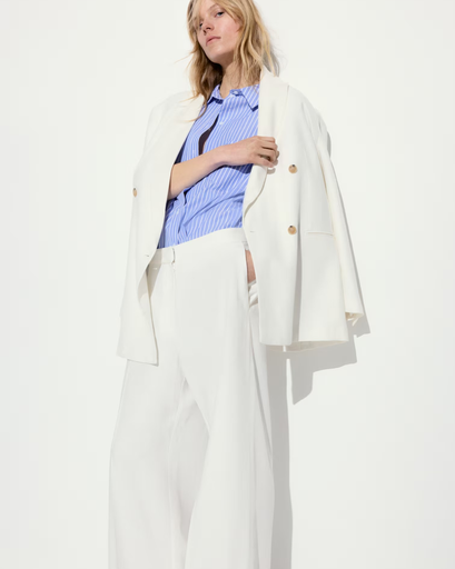 Wide linen-blend trousers
