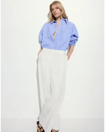 Wide linen-blend trousers