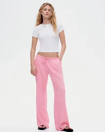 Straight drawstring trousers