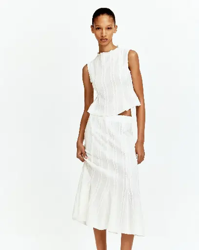 Textured midi skirt