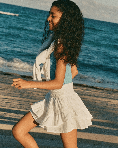 Tiered ruffle mini skort