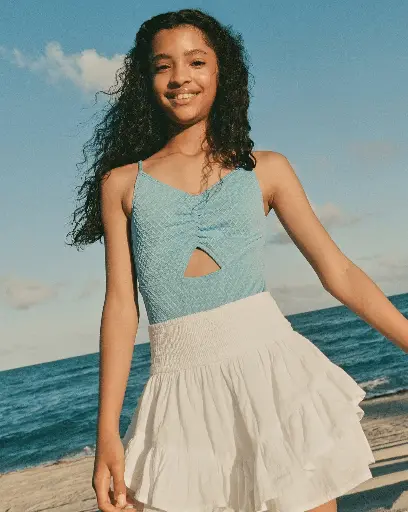 Tiered ruffle mini skort
